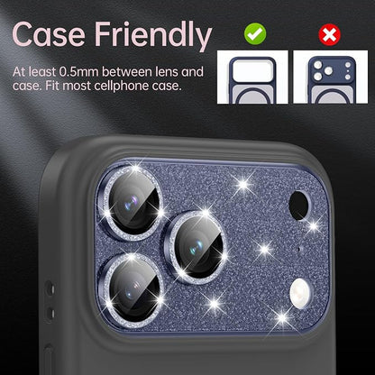 for iPhone 17 Pro Max Camera Lens Protector [Anti-Scratch] [Ultra HD Clear] [Strong Adhesion] Metal Aluminum Alloy Tempered Glass Camera Screen Cover(Deep Blue Glitter)