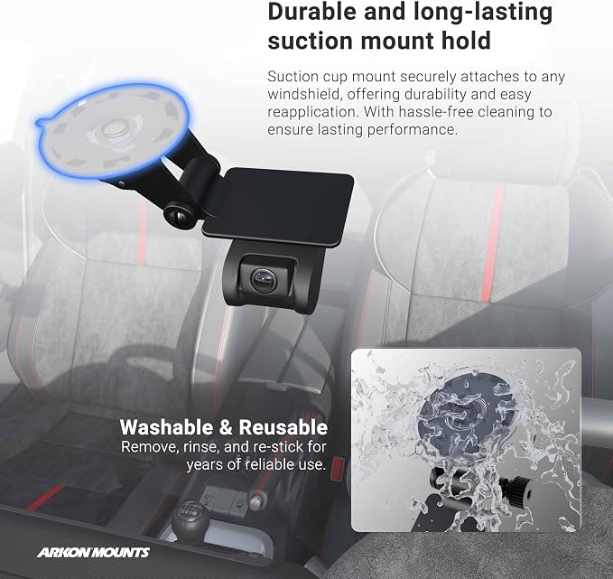 ARKON Mounts Windshield Suction Mount for EZ Pass Toll Transponders, Bluetooth GPS Receivers, and Radar Detectors | Strong Suction Mount | Reinforced Composite Construction for Durability | BT010