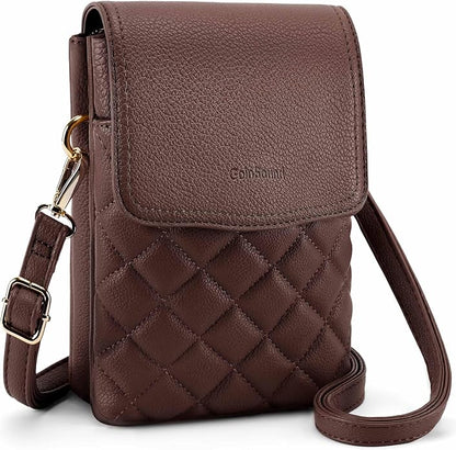 RFID Small Crossbody Purses for Women Quilted Cell Phone Purse with RFID Blocking Credit Card Slots
