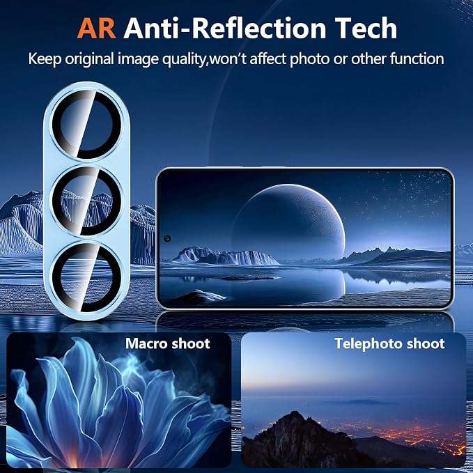 for Samsung Galaxy S26 Plus Camera Lens Protector, Electroplated Matte Back with 9H Tempered Glass Lens Protector, [Strong Adsorption] [Case-Friendly] Metal Ring HD Clear Lens Cover, Blue