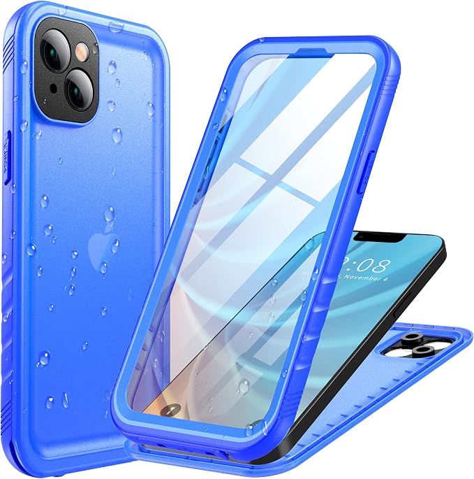 Cozycase Compatible with iPhone 14 Plus Waterproof Case - Full Body Shockproof Dustproof Dropproof Built in Screen Protector Rugged Waterproof Case for iPhone 14 Plus 6.7 Inche Blue