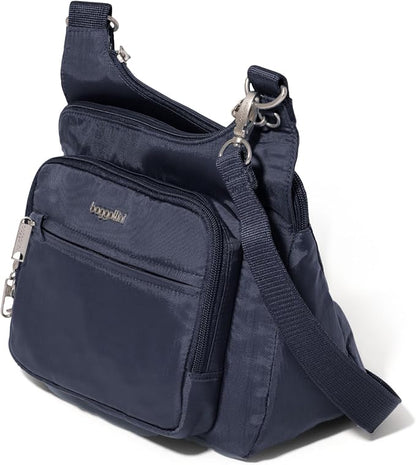 Baggallini Securtex Anti-theft Crossover Crossbody Bag 11”w X 8.5”h, Rfid, Built-in Wallet, Locking Zippers