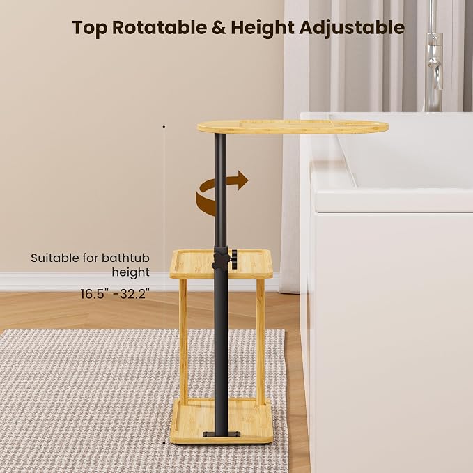 Bathtub Tray Table, Freestanding Bath Side Table Tub Tray Caddy, 3 Layer Bamboo Bath Board Shelf, Bathtub & Bathroom Accessories, New Home Gift for Mom, Housewarming, Anniversary, Wedding