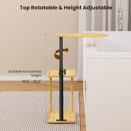 Bathtub Tray Table, Freestanding Bath Side Table Tub Tray Caddy, 3 Layer Bamboo Bath Board Shelf, Bathtub & Bathroom Accessories, New Home Gift for Mom, Housewarming, Anniversary, Wedding