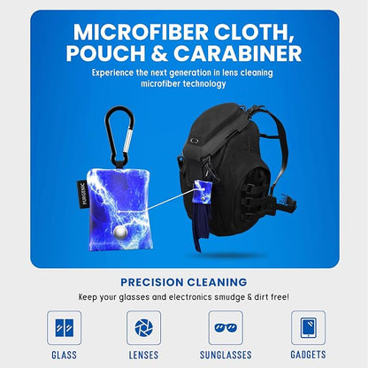 Microfiber Cloth & Glasses Wipes (3 Pack) Lens & Glasses Cleaning Cloth - Eyeglass Cleaner - Camera Lenses & Gadget Delicate Screens - Blue