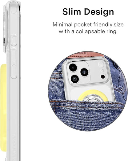 VELVET CAVIAR Compatible with MagSafe Phone Grip 2.0 | Cute Magnetic Ring Holder | Finger Loop Kickstand | Pop On Accessory for iPhone 17, 16, 15, 14, 13, 12 | Butter Yellow