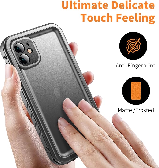 Cozycase Compatible with Waterproof iPhone 11 case, Built-in Screen Protector, Full-Body Rugged Bumper Sealed Case Cover, Shockproof Dustproof Waterproof Case for iPhone 11 6.1 inch (Black)