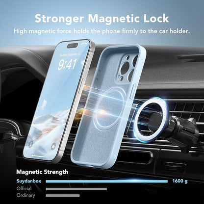 Magnetic for iPhone 14 Pro Case, Compatible with MagSafe, [Full Camera Protection][Screen Protector] Silicone Shockproof Protective Phone Case for iPhone 14 Pro 6.1", Light Blue