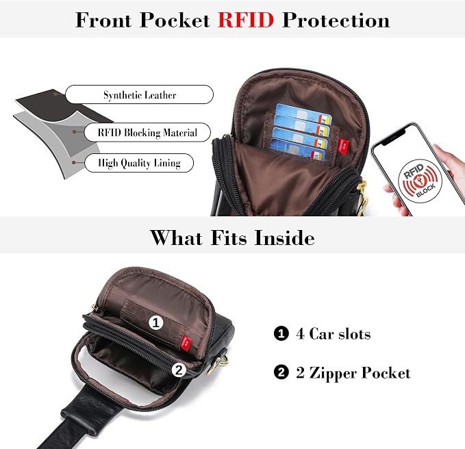 INICAT Sling Bag for Women Touchscreen Small Crossbody Cell Phone Purse Fanny Pack