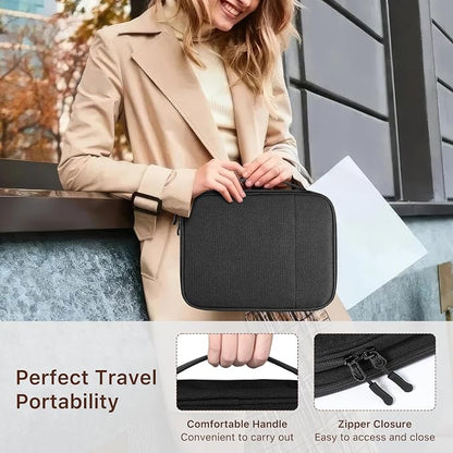 Dadanism Electronics Travel Organizer Case, Double Layers Cord Organizer | Travel All-in-One Storage Bag for Cable, Cord, iPad, Chargers, fits 9-11'' Tablets, Portable Tech Accessories Bag, Black