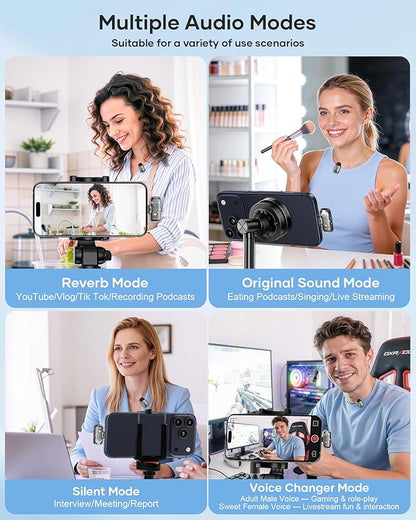 Mini 2 Wireless Lavalier Microphones for iPhone 15/16/17 & Android, 3-Level Noise Reduction, Plug & Play, 36H Battery with Charging Case, Wireless Lapel Mic for Video Recording, Vlogging
