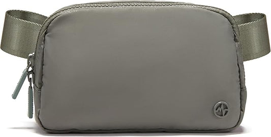 Pander Two Way Zipper Fanny Pack Nylon Everywhere Belt Bag for Women, Water Repellent Waist Packs, Crossbody Bags with Adjustable Strap (Grey Sage).