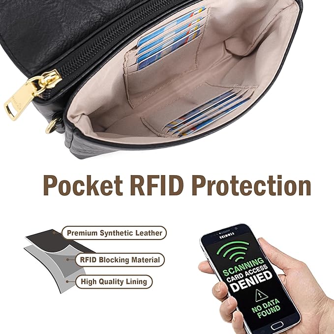 MINICAT RFID Blocking Small Crossbody Bags for Women Vegan Leather Mini Travel Purses Cell Phone Purse Cross Body Bag