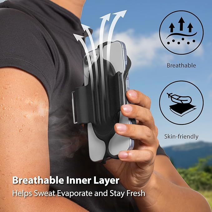 BONE Run Tie 3, Running Phone Armband, Skin-Friendly Silicone Sport Armband with Dual Layer Structure for Heat-Dissipation, Workout Phone Holder for iPhone and 4-7"-7.2" Smartphones (Size S)