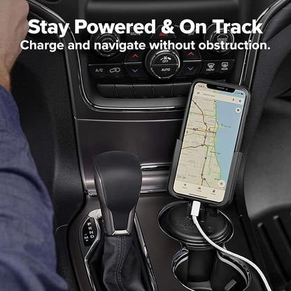WeatherTech CupFone, Universal Cup Holder Phone Mount for Cars – Adjustable & Secure Fit with Open Access for Charging – Compatible with iPhone, Android - Plastic Knobs, Black