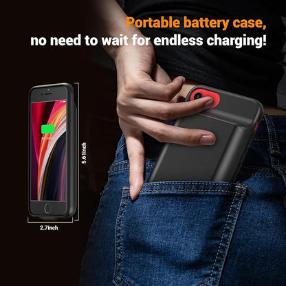 Battery Case for iPhone iPhone 8/7/6s/6/SE 3/SE 2 (4.7-inch), Upgraded High Capacity 7000mAh Rechargeable Battery Pack Charger Case with External Charging Function and Tempered Glass Screen Protector