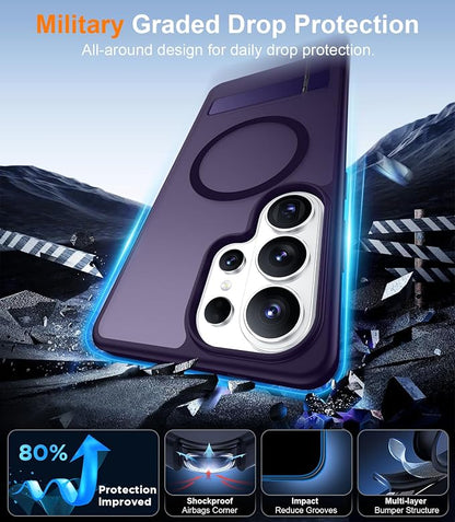 Magnetic for Samsung Galaxy S26 Ultra Case, [Innovate Stand][Military Grade Drop Protection][Non Slip][Translucent Matte] Shockproof Phone Case for Galaxy S26 Ultra 2026 -Purple