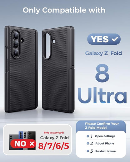 SSLOTSCASE for Galaxy Z Fold 8 Ultra Case, Privacy Screen Protector, Black | Stand, Support Wireless Charging, Hinge Protection, Magnetic Rugged Multifunctional Full-Body Protective Phone Cover 5G 2026