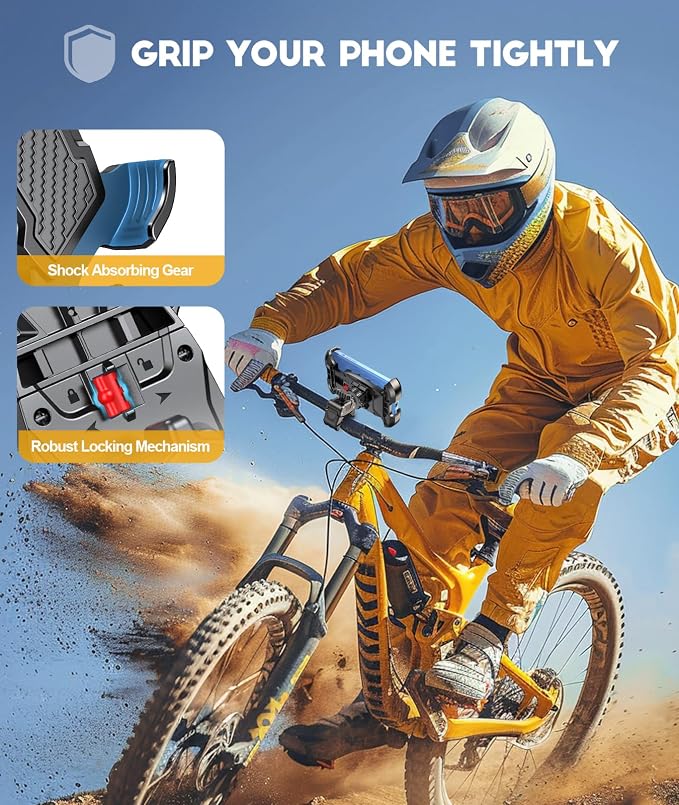 Viccux 2026 Upgrade Motorcycle Phone Mount [Heavy-Duty Clamp & 360° Rotation], Super Stable Bike Phone Holder for iPhone 17/16/15/14 & 4.7-6.8" Phone, Phone Holder for Bike/Bicycle/Motorbike/Scooter