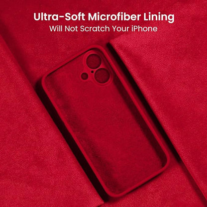FireNova Designed for iPhone 16 Case, Silicone Upgraded [Camera Protection] Phone Case, Soft Anti-Scratch Microfiber Lining Inside, 6.1 inch, Deep Red
