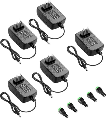 ALITOVE DC 5V 3A Power Cord AC Adapter 5 Volt Power Supply 4.92Ft 5.5mm x 2.5mm/2.1mm AC 100-240V to DC 5Volt 3000mA 2500mA 15W for LED Pixel Light CCTV Camera USB-HUB Wireless Router（5 Pack）