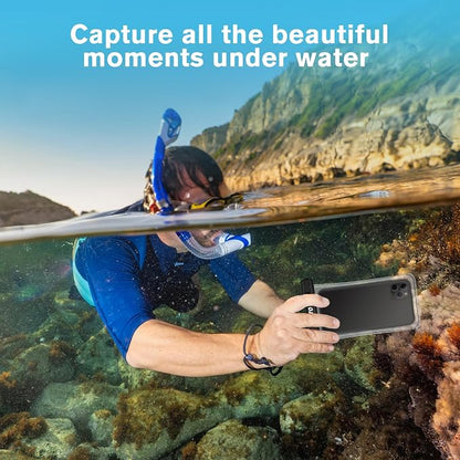 JOTO 2 Pack Waterproof Phone Pouch Case Up to 7", IPX8 Underwater Phone Case Cellphone Dry Bag for iPhone 17/Air 16 15 14 13 12 Pro Max Xs Max XR X 8 7 6S Plus SE/Galaxy S24 S23 S22 -TransparentBlack
