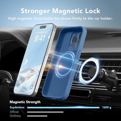Magnetic for iPhone 15 Pro Max Case, Compatible with MagSafe, [Full Camera Protection][Screen Protector] Silicone Shockproof Protective Phone Case for iPhone 15 Pro Max 6.7", Lake Blue
