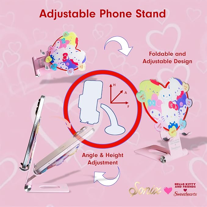 Sonix x Sanrio Character Phone Stand | Adjustable Cell Phone Holder, Desk Stand, Dock | Hello Kitty & Friends x Sweethearts