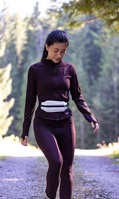 Fitgriff® Running Belt V2 for Men & Women - Slim Fanny Pack, Phone Holder for Jogging, (Fits All Cell Phones) - Money Belt, Runners Waist Pouch (White, One Size (Waist 24.4 – 43.3 inches))