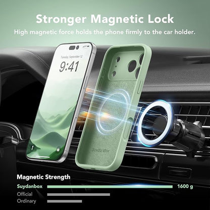 Magnetic for iPhone 17 Pro Case, Compatible with MagSafe, [Full Camera Protection][Screen Protector] Silicone Shockproof Protective Phone Case for iPhone 17 Pro 6.3", Light Cyan