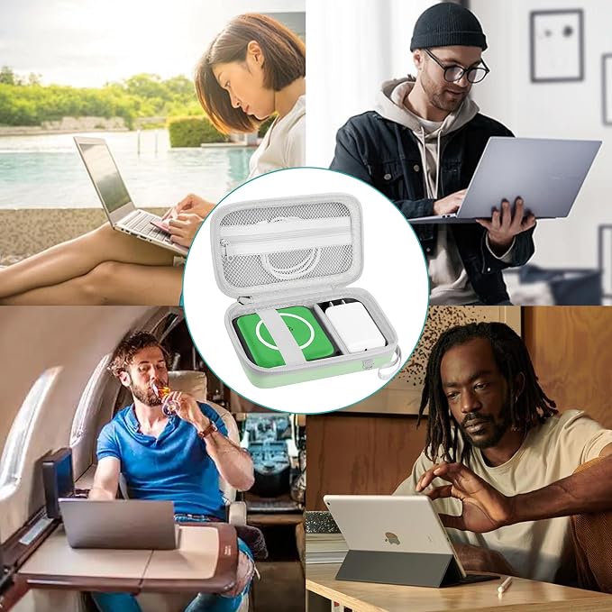 Leayjeen Travel Case Compatible with Hicober 3 in 1 Charging Station/UCOMX Nano Magnetic 2 in 1 Wireless Charger,Foldable Magnetic Charging Station Storage Holder Bag-Green(Case Only)