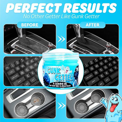 Gunk Getter, Cleaning Gel for Those Hard to Reach Places, Automotive Cup Holder Electronic Keyboard Office, Slime Gel Cleaner Dust Crumb Removal (Jar, Blue, 3.5oz)