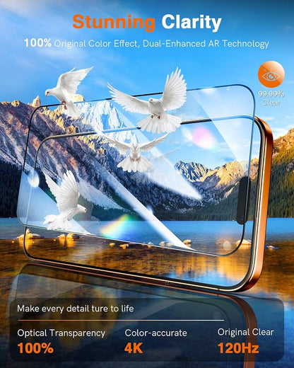 LK 2 Pack for iPhone 17 Pro Max Screen Protector Tempered Glass, Military Grade Shatterproof [Auto Dust-Elimination, 0 Dust & Bubbles] Anti-Scratch, Max Coverge Screen Protector for 17 Pro Max