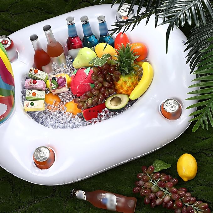 FillTouch Floating Drink Holder for Pool, Floating Cabana Bar, Hot Tub Drink Holder for Adults, Inflatable Pool Accessories(Rainbow Unicorn)