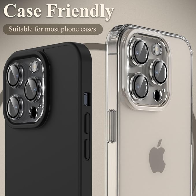YWXTW Camera Lens Protector for iPhone 15 Pro/iPhone 15 Pro Max, [6th Gen Clear Version] Ultra Slim HD Tempered Glass Screen Protector Camera Cover Accessories, Anti Scratch, Night Shooting, Case
