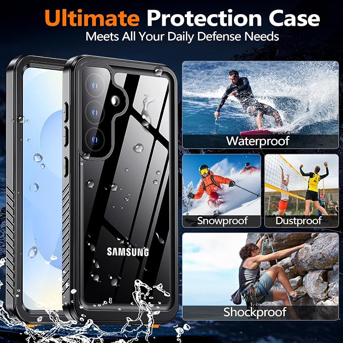 MOZOTER for Samsung Galaxy S25 fe Case Waterproof,[IPX8 Underwater Case][Full Body Shockproof & Military Dropproof] Built-in Screen Protector Clear Sound Quality for Samsung S25 fe 6.5 inch-Black