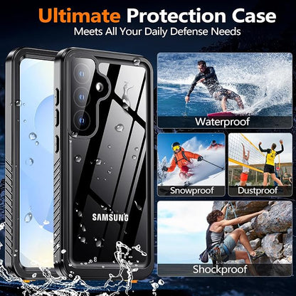 MOZOTER for Samsung Galaxy S25 fe Case Waterproof,[IPX8 Underwater Case][Full Body Shockproof & Military Dropproof] Built-in Screen Protector Clear Sound Quality for Samsung S25 fe 6.5 inch-Black