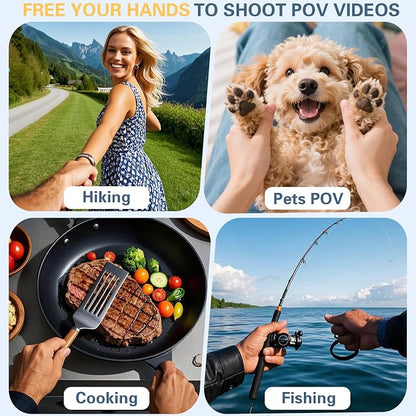 Beviliu Neck Phone Holder for Recording, Hands-Free POV/Vlog Neck Mount with Phone Clip & Chest Strap for Cooking/Fishing/Video Filming, Content Creator Phone Holder for iPhone Android Insta360