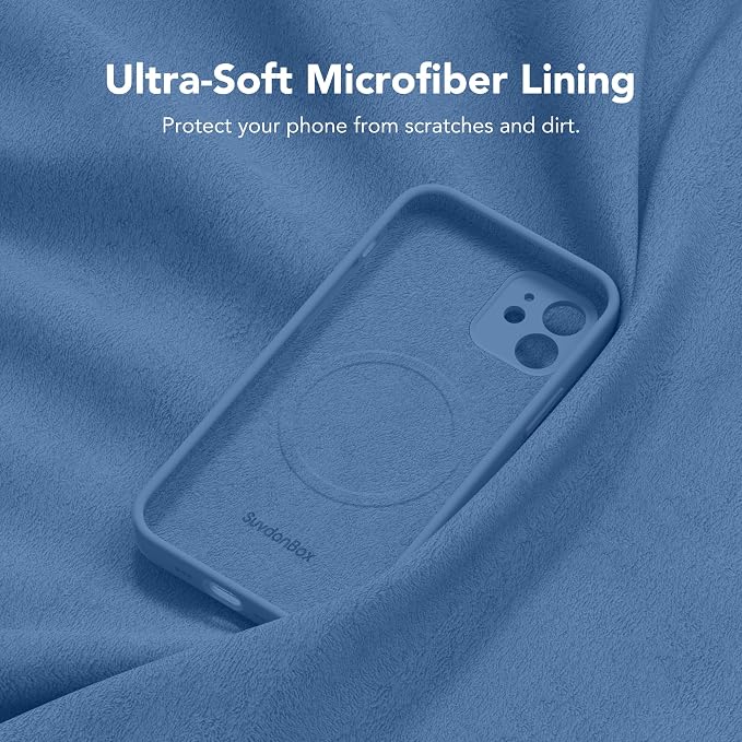 Magnetic for iPhone 12 Case, Compatible with MagSafe, [Full Camera Protection][Screen Protector] Silicone Shockproof Protective Phone Case for iPhone 12 6.1", Lake Blue