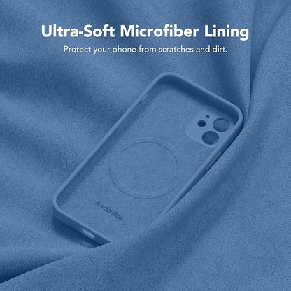 Magnetic for iPhone 12 Case, Compatible with MagSafe, [Full Camera Protection][Screen Protector] Silicone Shockproof Protective Phone Case for iPhone 12 6.1", Lake Blue