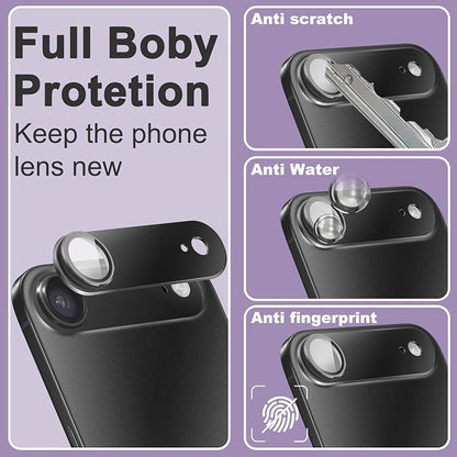 2 Pack Camera Lens Protector for iPhone 17 Air,[Not Easy to Breakn ] AR Tempered Glass Strong Adsorption Metal Camera Cover Screen-Silvery