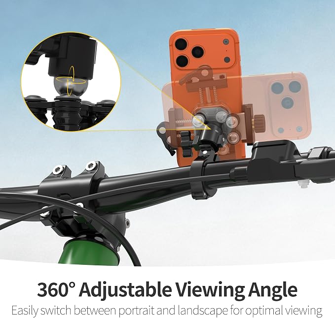 Motorcycle Phone Mount, Aluminum Bike Phone Holder with Vibration Dampener, Secure & Rotatable Holder for Motorcycle, Bike & Scooter, Fits 4.7-7'' iPhone 17/Air/16 Pro Max & Other Smartphones