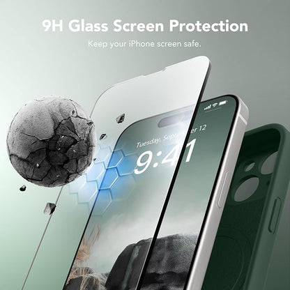Magnetic for iPhone 15 Plus Case, Compatible with MagSafe, [Full Camera Protection][Screen Protector] Silicone Shockproof Protective Phone Case for iPhone 15 Plus 6.7", Alpine Green