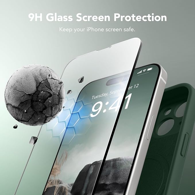 Magnetic for iPhone 13 Case, Compatible with MagSafe, [Full Camera Protection][Screen Protector] Silicone Shockproof Protective Phone Case for iPhone 13 6.1", Alpine Green