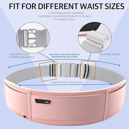 Running Belt for Phone – Adjustable Running Waist Pack with 3 Pockets Fits Up to 7.2 Inch Phones, Slim Running Fanny Pack for Men & Women Jogging Hiking Fitness (Pink)
