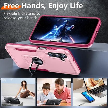 Red2Fire Designed for Samsung Galaxy A16 Case, [Built-in Invisible Stand][Military Grade Shockproof] Non-Slip Heavy Duty Full Body Shockproof Protection Phone Case Galaxy A16 5G Case,Pink