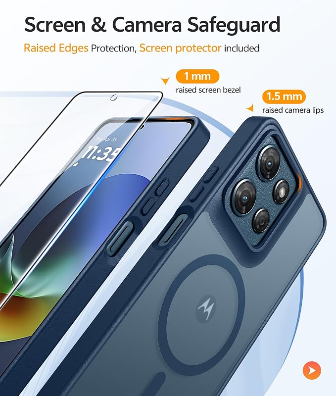 FNTCASE for Moto G 2026/2025 Case: Motorola Moto G Play 5G 2026 Case [Compatible with Magsafe] Translucent Matte Cases with [Screen Protector] Military Grade Shockproof Protective Phone Cover -Blue