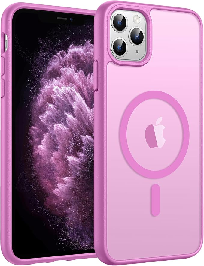 FNTCASE for iPhone 11 Pro Case: [Compatible with Magsafe] Translucent Matte Magnetic Phone Cover - Military Grade Drop Protection Shockproof Protective for iPhone 11Pro 2019 Cases - Pink
