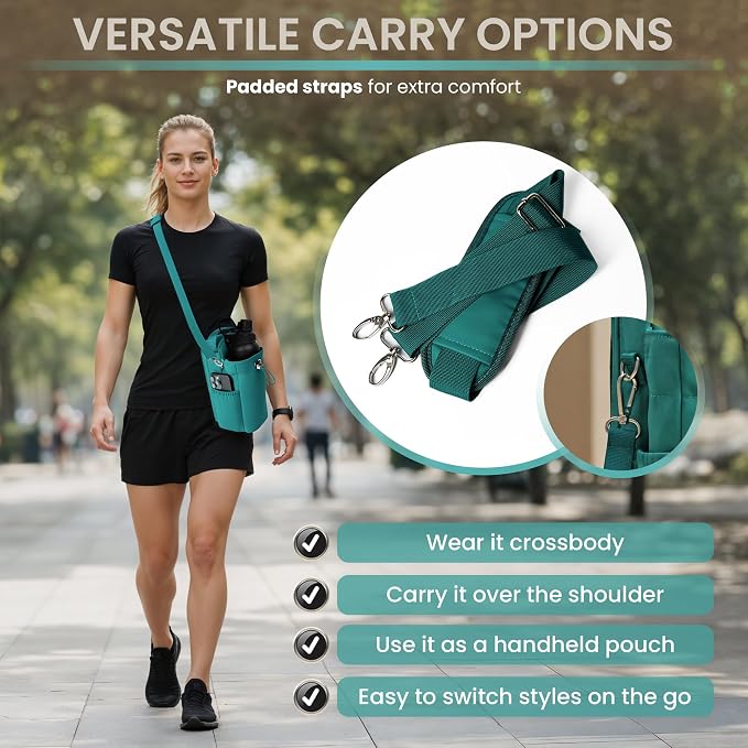 Magnetic Gym Bag Magnetic Gym Water Bottle Bag Water Bottle Holder with Magnet Pocket for Phone Keys Shaker Wallet Crossbody Workout Golf Cart Men Women Teal