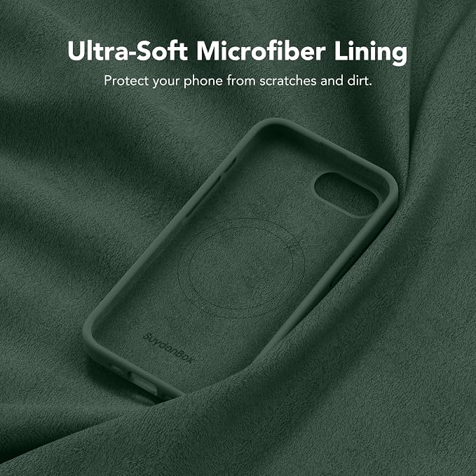 Magnetic for iPhone 17e/iPhone 16e Case, Compatible with MagSafe, [Soft Anti-Scratch Microfiber Lining] Slim Silicone Shockproof Protective Phone Case for iPhone 17e/16e 6.1", Alpine Green